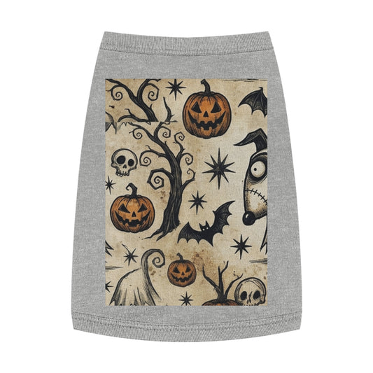 Halloween Jack-o'-Lantern Pet Tank Top — Spooky Pumpkin & Bat Dog Shirt