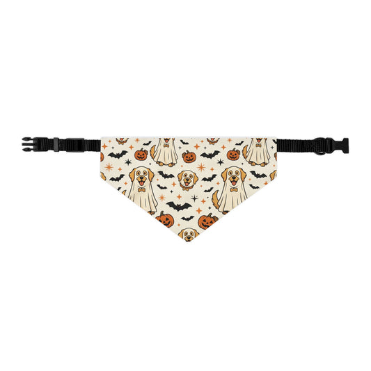 Halloween Ghost Dog Bandana Collar – Cute Pumpkin & Bat Pet Scarf