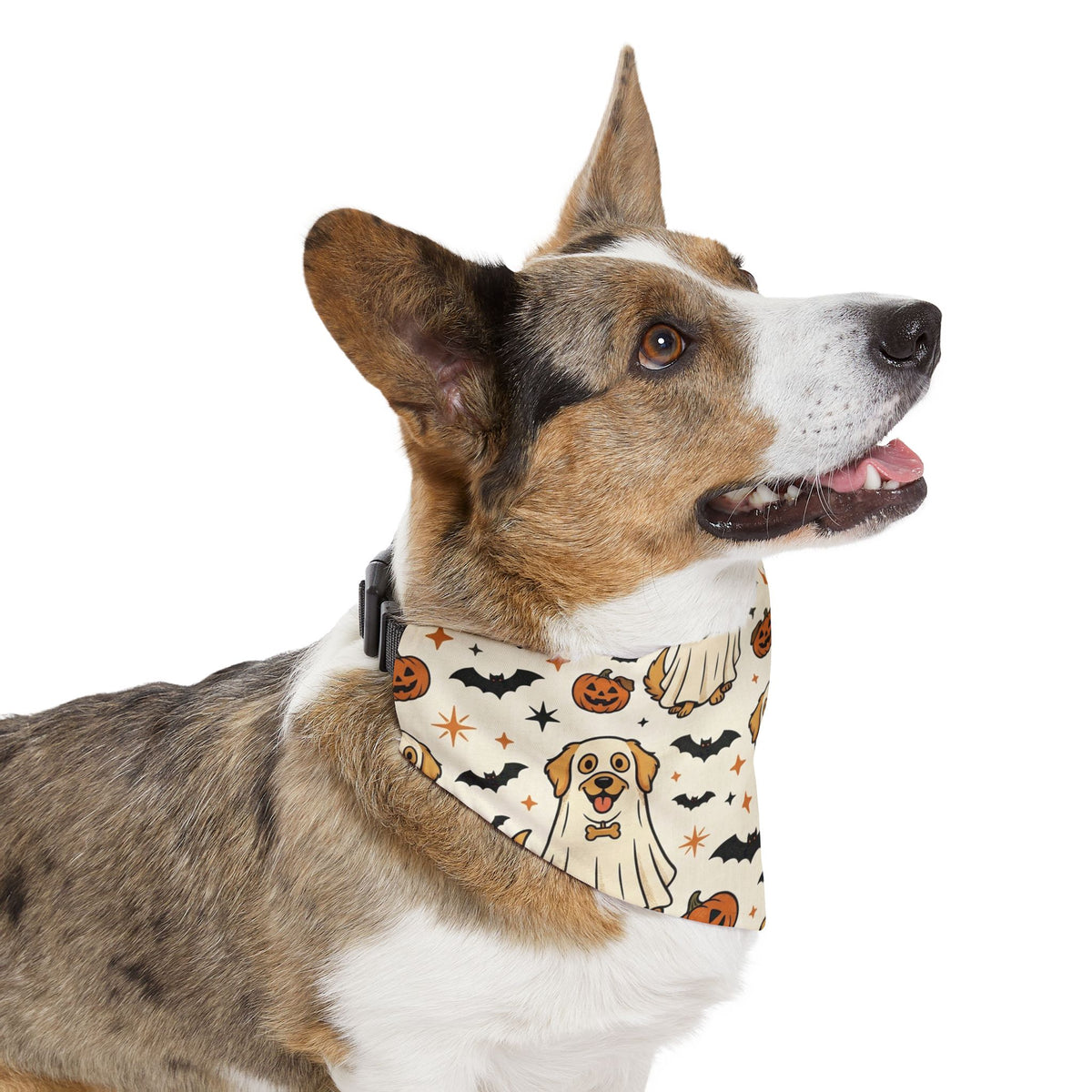Halloween Ghost Dog Bandana Collar – Cute Pumpkin & Bat Pet Scarf