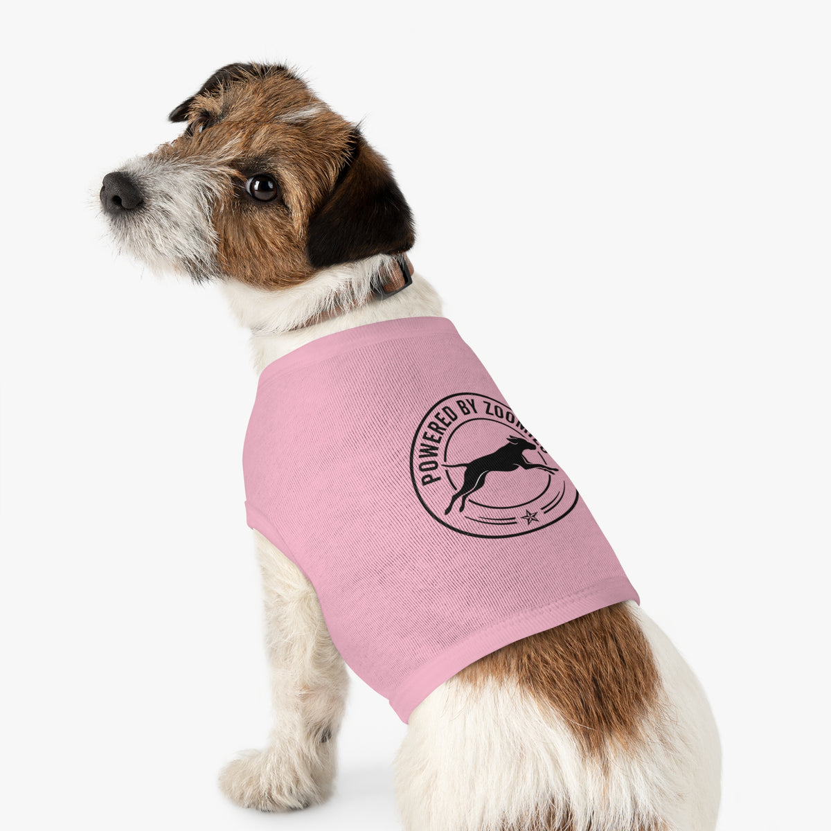 Powered by Zoomies Dog Tank Top — Grey Pet Tank with Running Silhouette