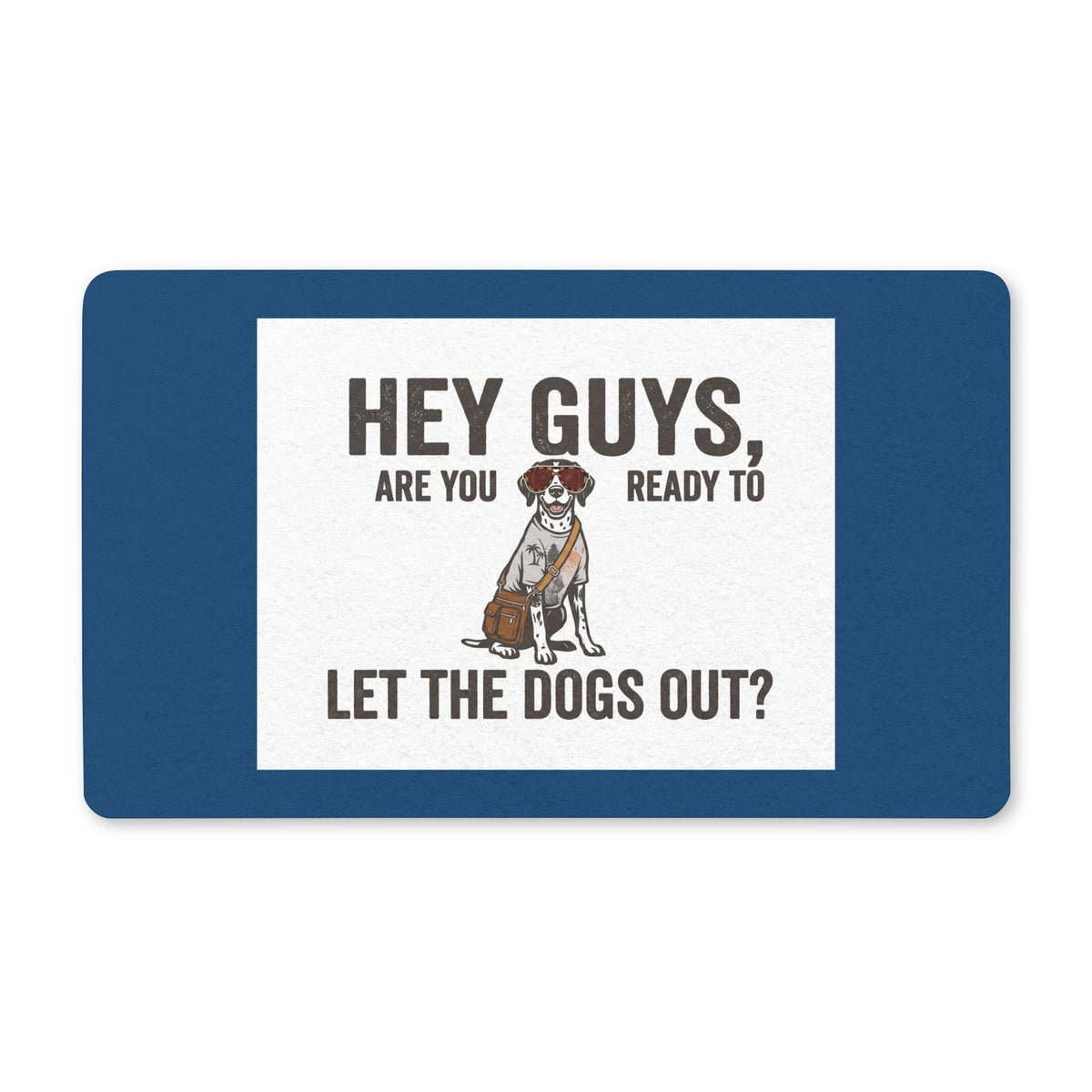 Blue Border Dog Doormat — Quick-Dry Polyester Welcome Mat