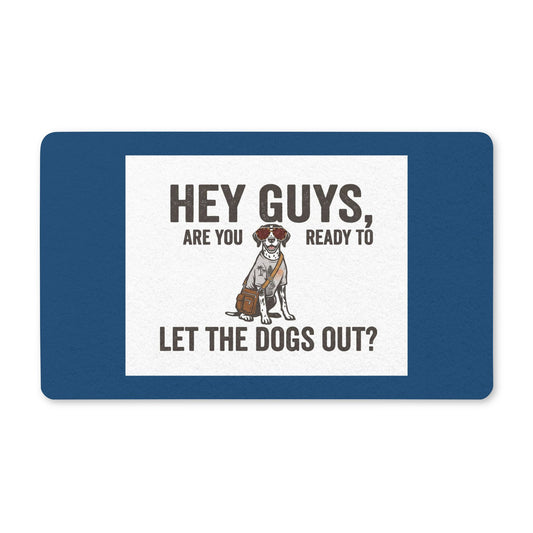Blue Border Dog Doormat — Quick-Dry Polyester Welcome Mat