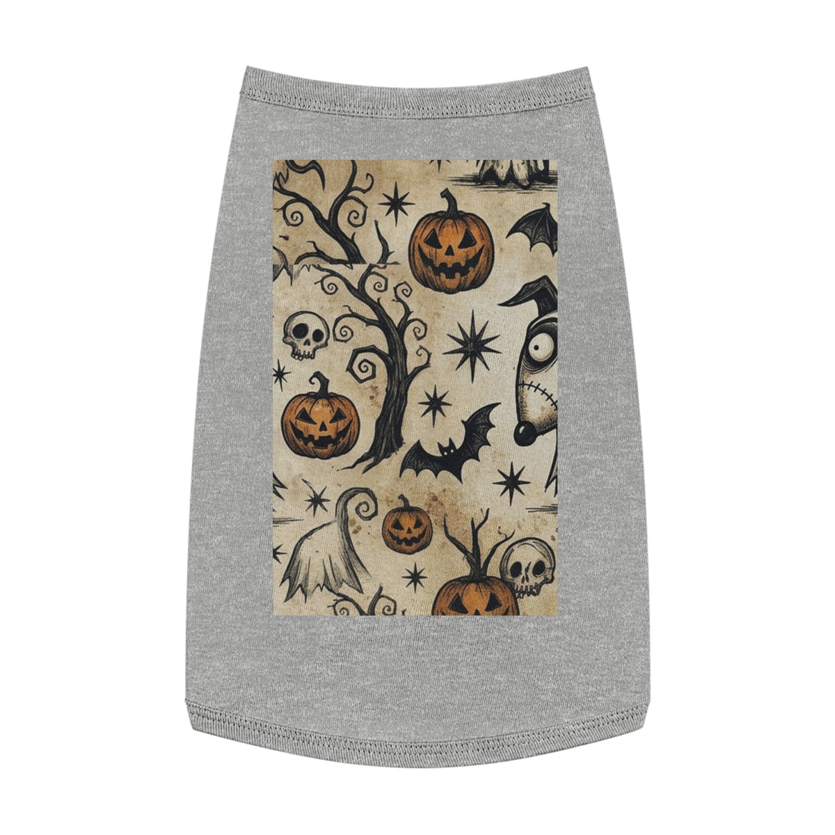 Halloween Jack-o'-Lantern Pet Tank Top — Spooky Pumpkin & Bat Dog Shirt