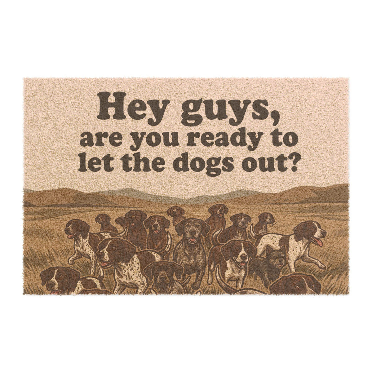 Hunting Dog Pack Doormat — Rustic Coir Welcome Mat