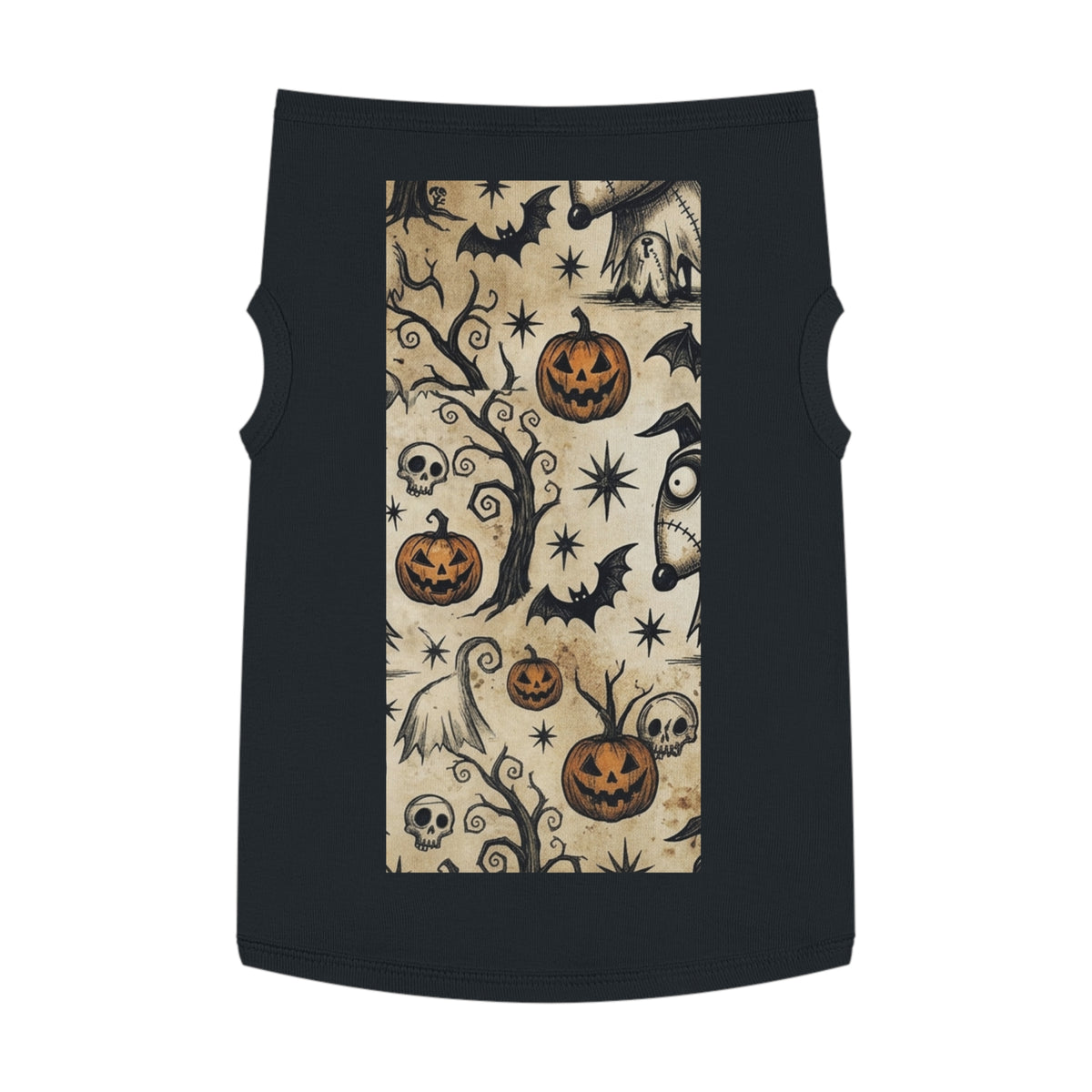Halloween Jack-o'-Lantern Pet Tank Top — Spooky Pumpkin & Bat Dog Shirt