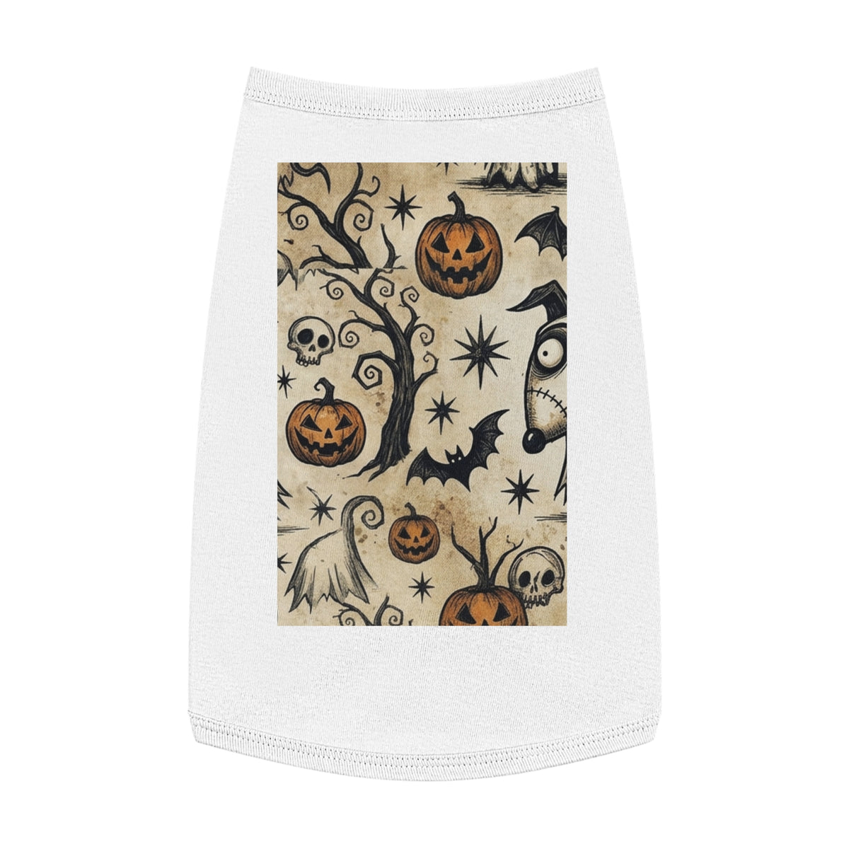 Halloween Jack-o'-Lantern Pet Tank Top — Spooky Pumpkin & Bat Dog Shirt