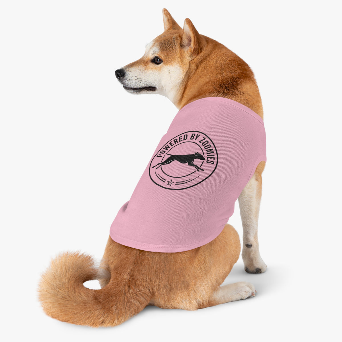 Powered by Zoomies Dog Tank Top — Grey Pet Tank with Running Silhouette