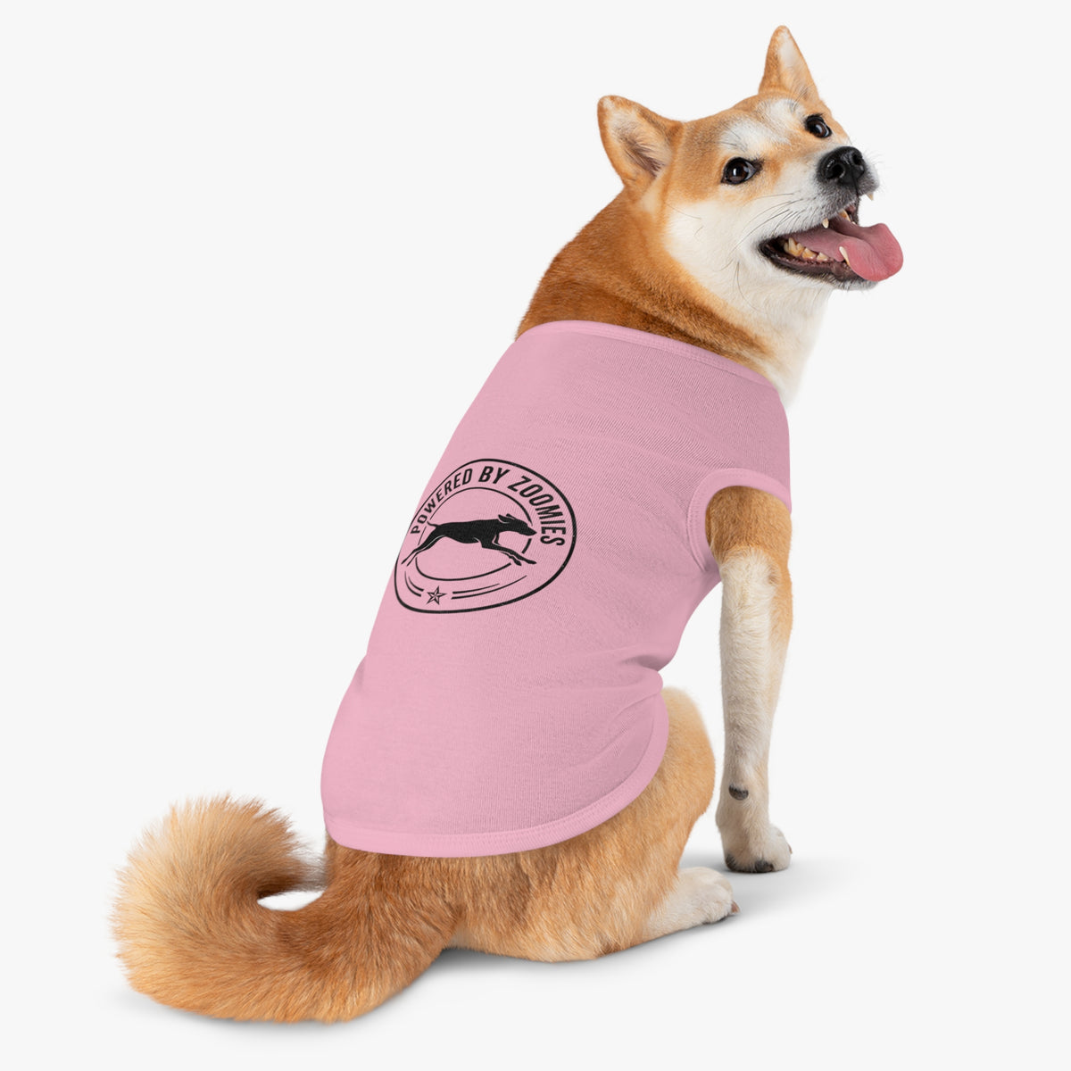 Powered by Zoomies Dog Tank Top — Grey Pet Tank with Running Silhouette