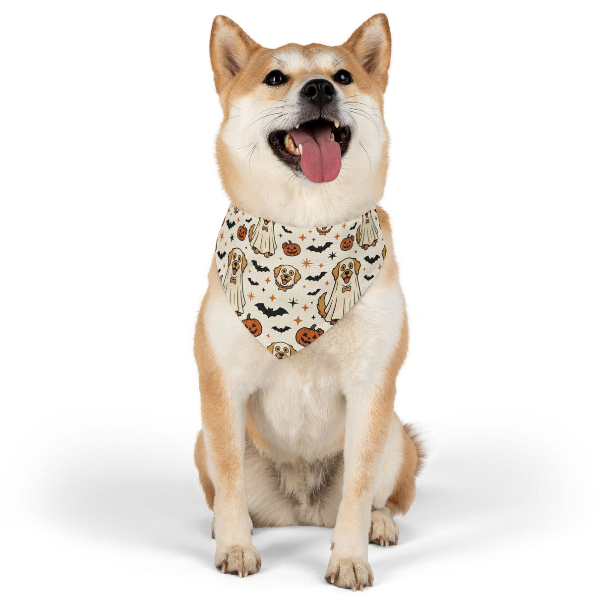 Halloween Ghost Dog Bandana Collar – Cute Pumpkin & Bat Pet Scarf