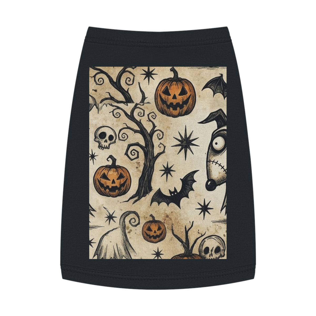 Halloween Jack-o'-Lantern Pet Tank Top — Spooky Pumpkin & Bat Dog Shirt