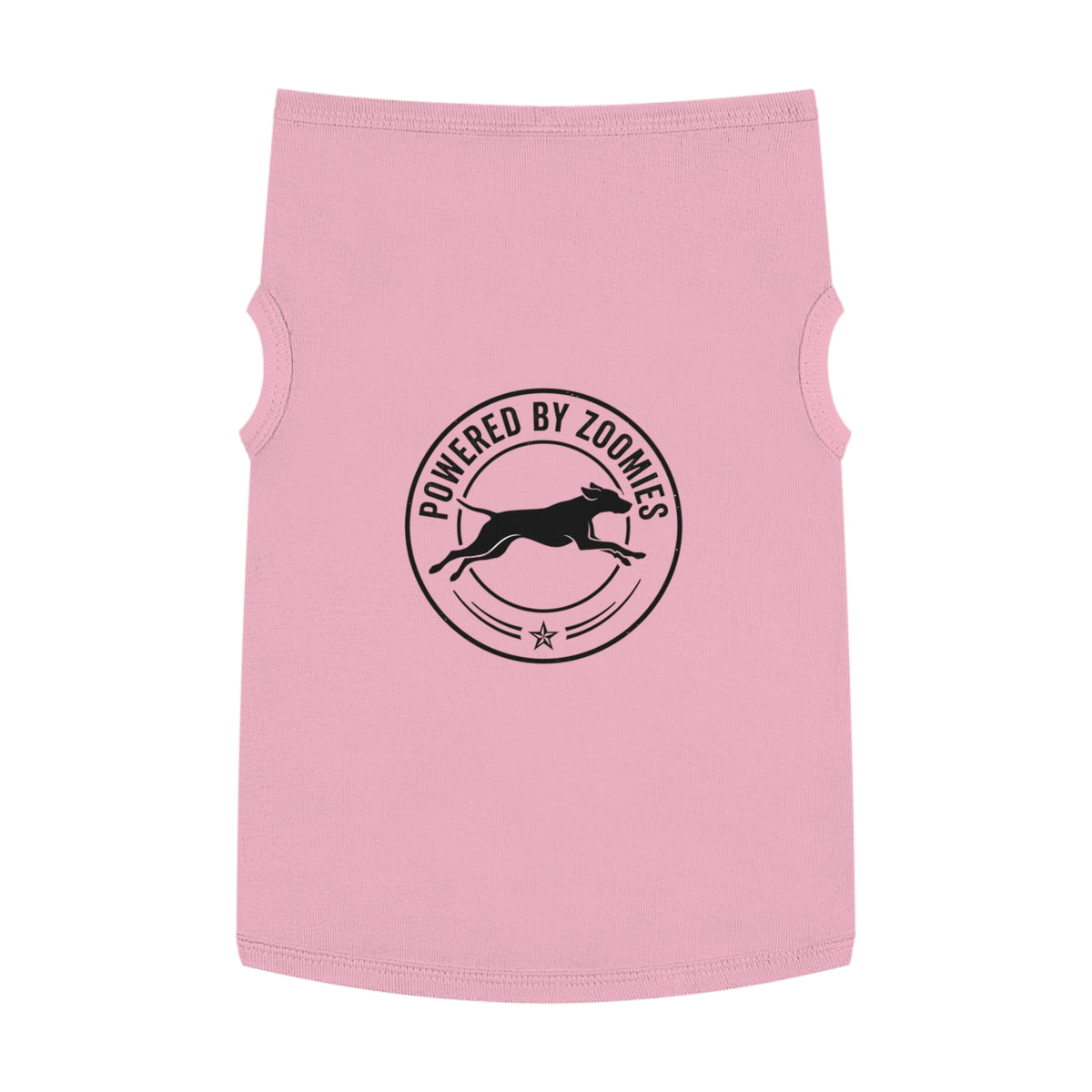 Powered by Zoomies Dog Tank Top — Grey Pet Tank with Running Silhouette