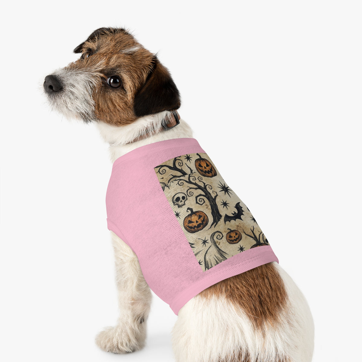 Halloween Jack-o'-Lantern Pet Tank Top — Spooky Pumpkin & Bat Dog Shirt
