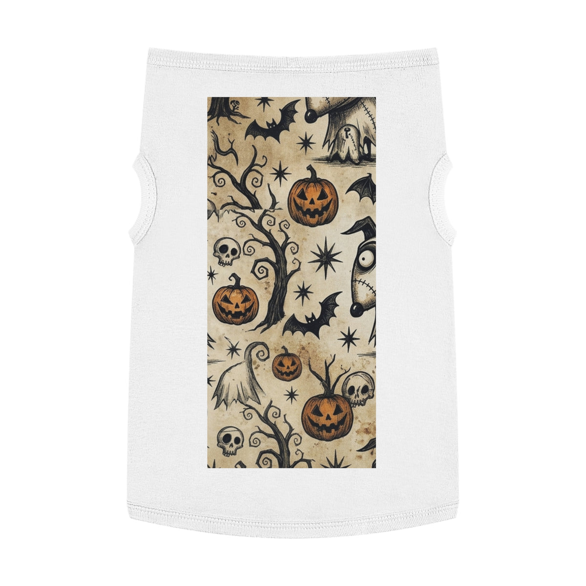 Halloween Jack-o'-Lantern Pet Tank Top — Spooky Pumpkin & Bat Dog Shirt