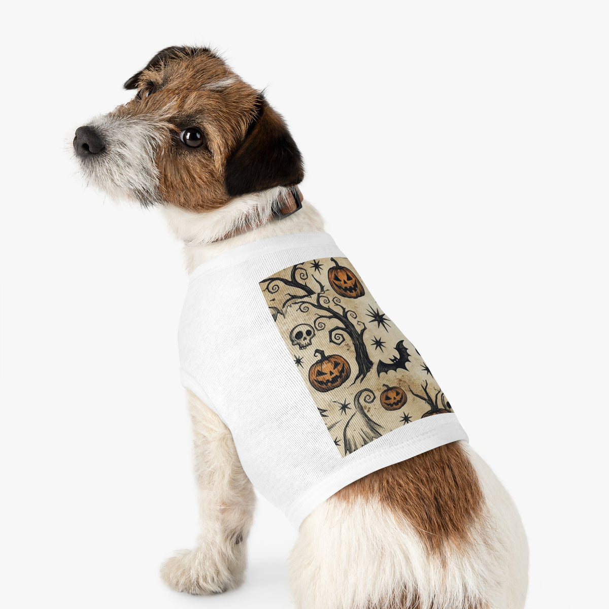 Halloween Jack-o'-Lantern Pet Tank Top — Spooky Pumpkin & Bat Dog Shirt