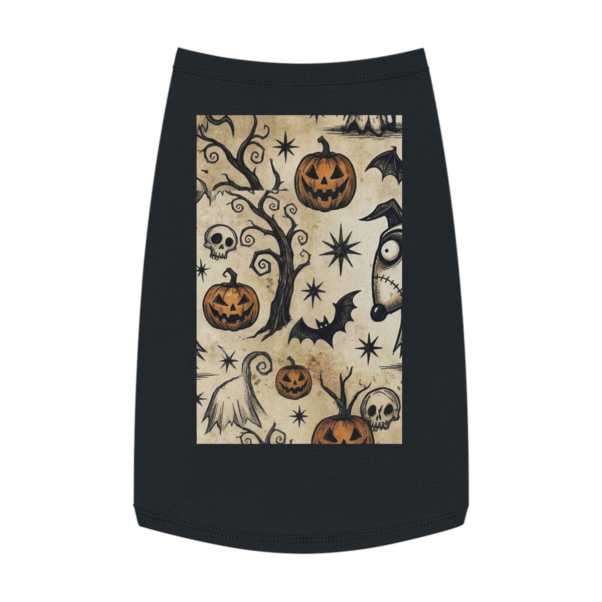 Halloween Jack-o'-Lantern Pet Tank Top — Spooky Pumpkin & Bat Dog Shirt