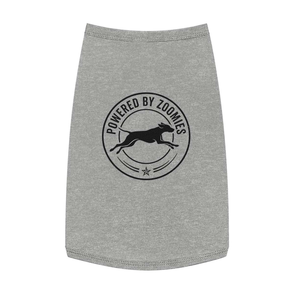 Powered by Zoomies Dog Tank Top — Grey Pet Tank with Running Silhouette