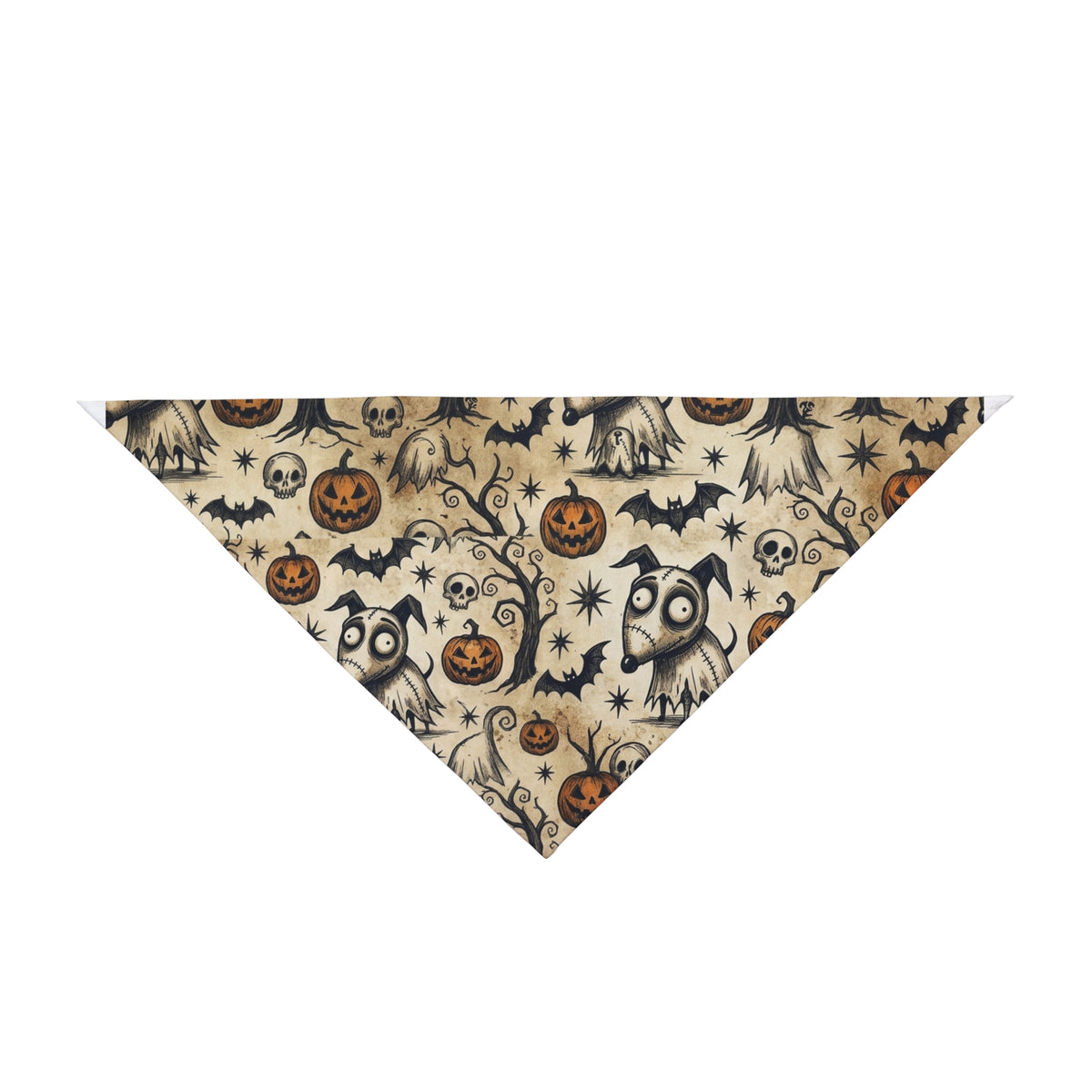 Halloween Pumpkin & Owl Pet Bandana — Spooky Bat Skull Print for Dogs & Cats