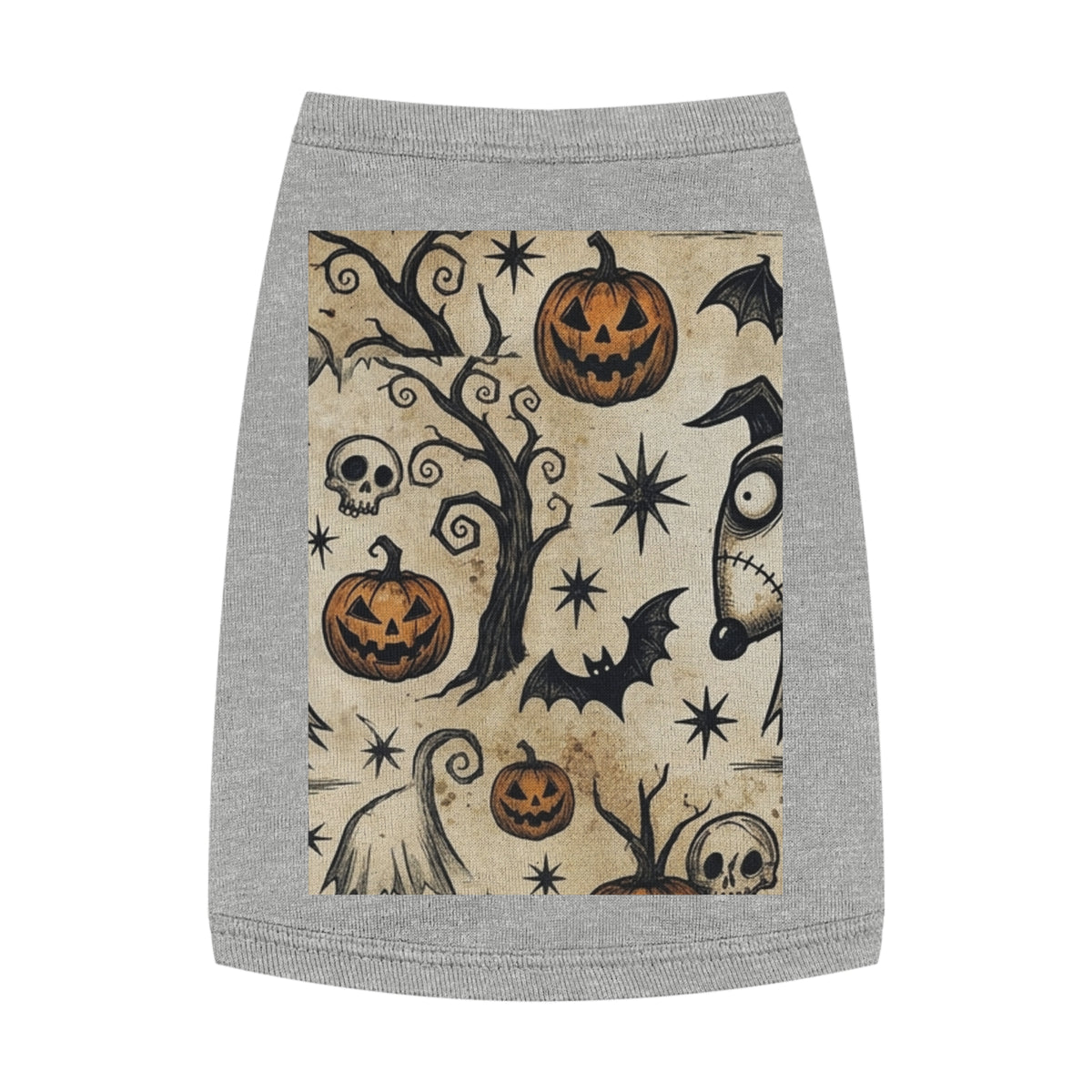 Halloween Jack-o'-Lantern Pet Tank Top — Spooky Pumpkin & Bat Dog Shirt