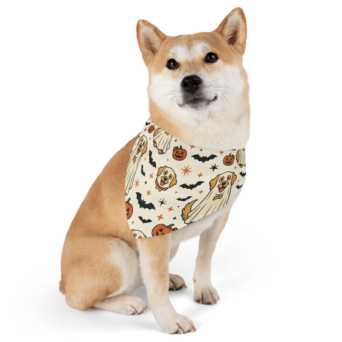 Halloween Ghost Dog Bandana Collar – Cute Pumpkin & Bat Pet Scarf