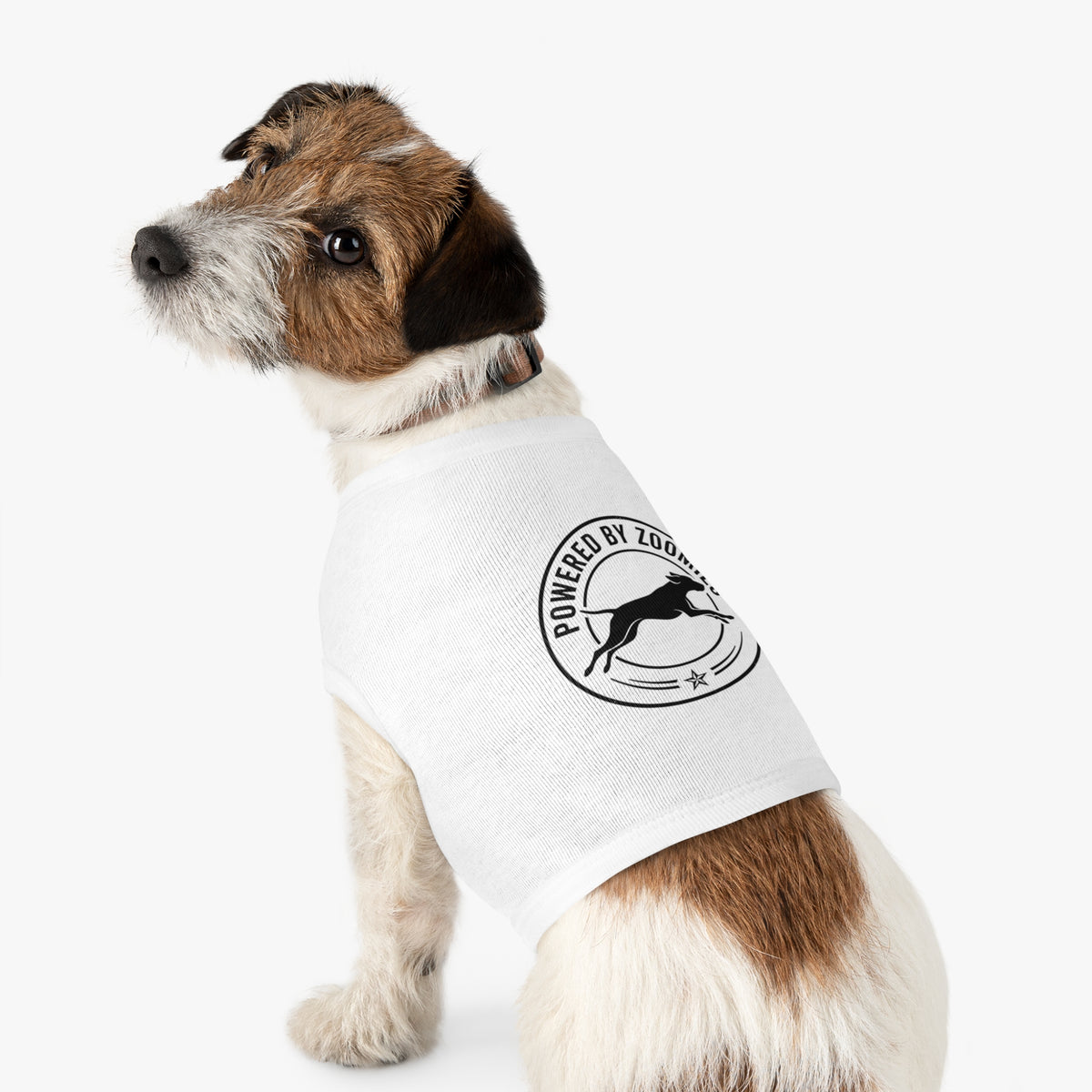 Powered by Zoomies Dog Tank Top — Grey Pet Tank with Running Silhouette