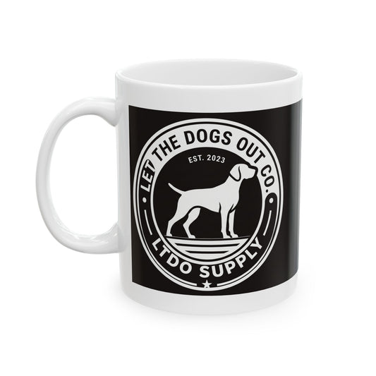 "Let the Dogs Out" Black Logo Coffee Mug — Minimalist Dog Lover Mug (11 oz)