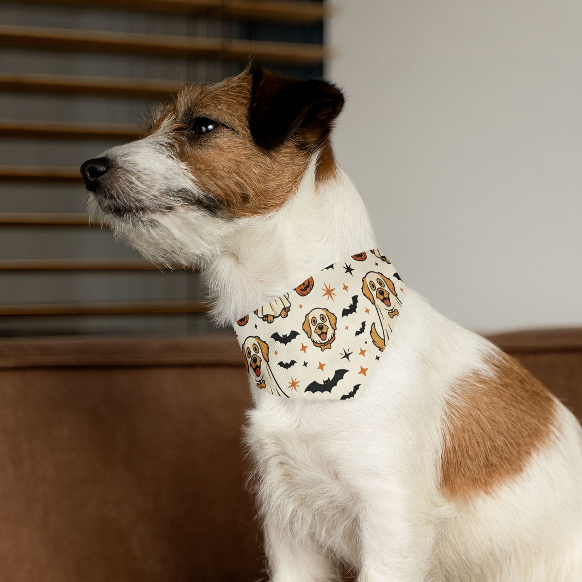 Halloween Ghost Dog Bandana Collar – Cute Pumpkin & Bat Pet Scarf