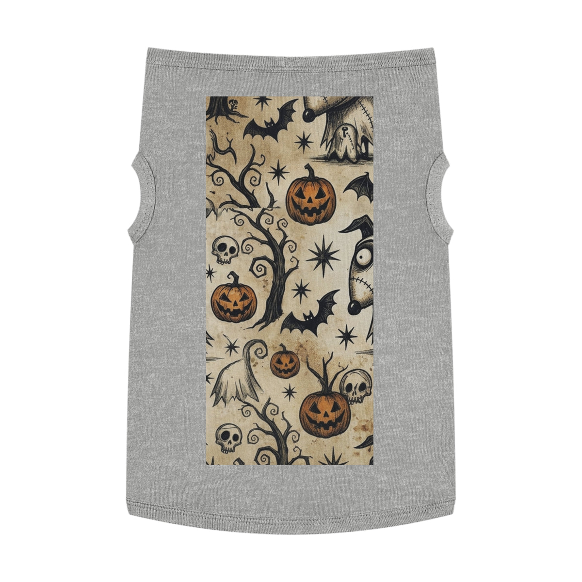 Halloween Jack-o'-Lantern Pet Tank Top — Spooky Pumpkin & Bat Dog Shirt