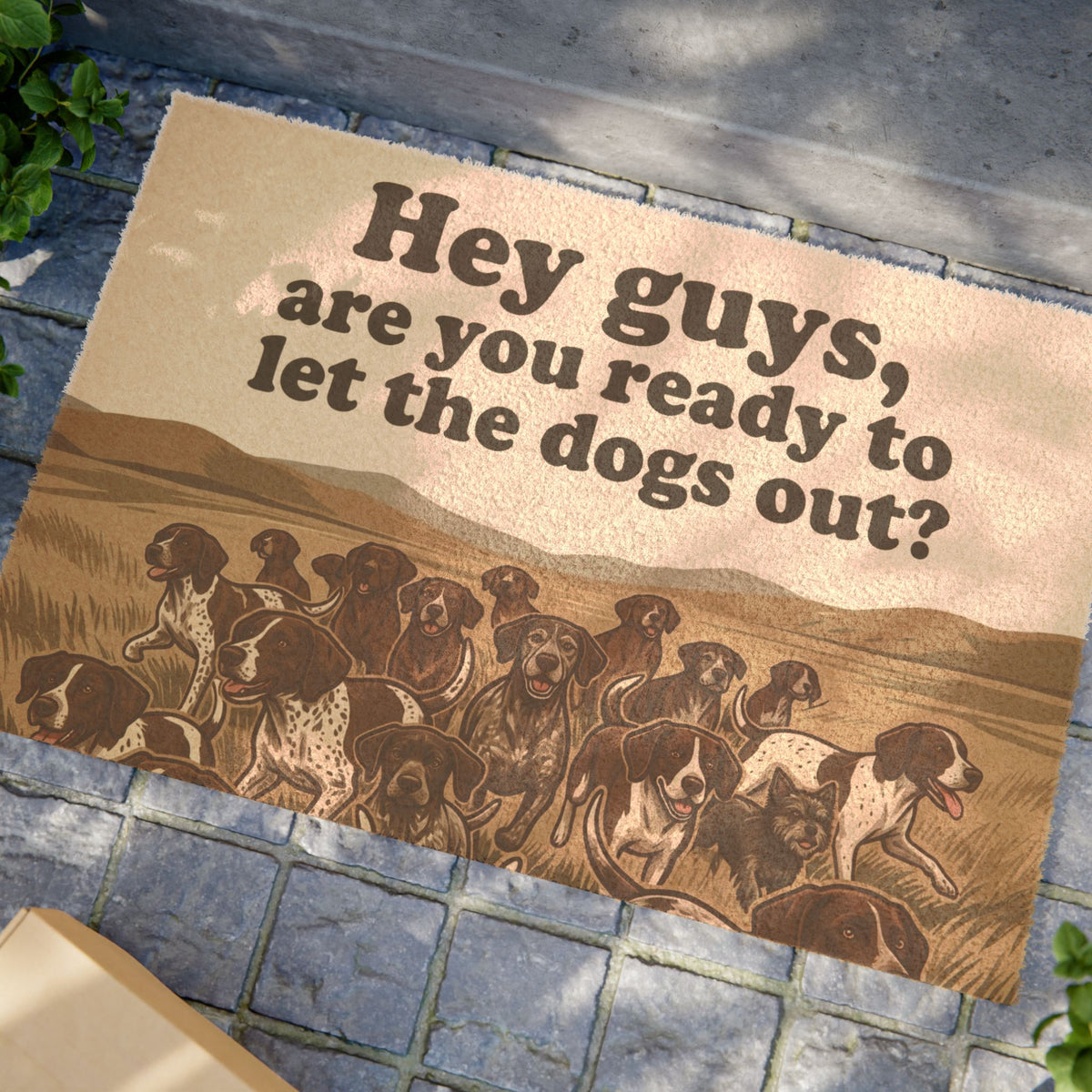 Hunting Dog Pack Doormat — Rustic Coir Welcome Mat