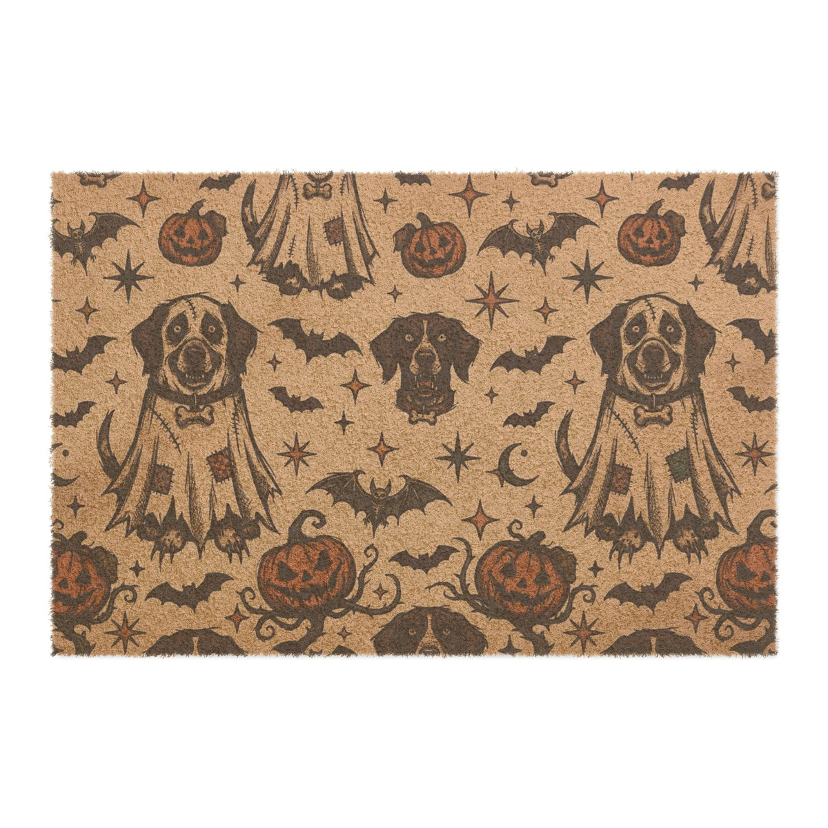 Halloween Dog Ghost Doormat - Spooky Pumpkin & Bat Entry Mat