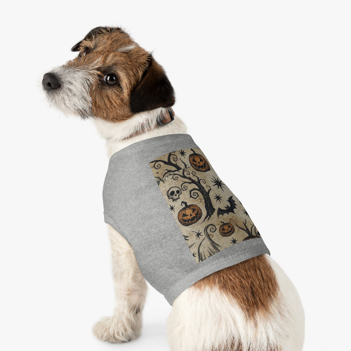 Halloween Jack-o'-Lantern Pet Tank Top — Spooky Pumpkin & Bat Dog Shirt