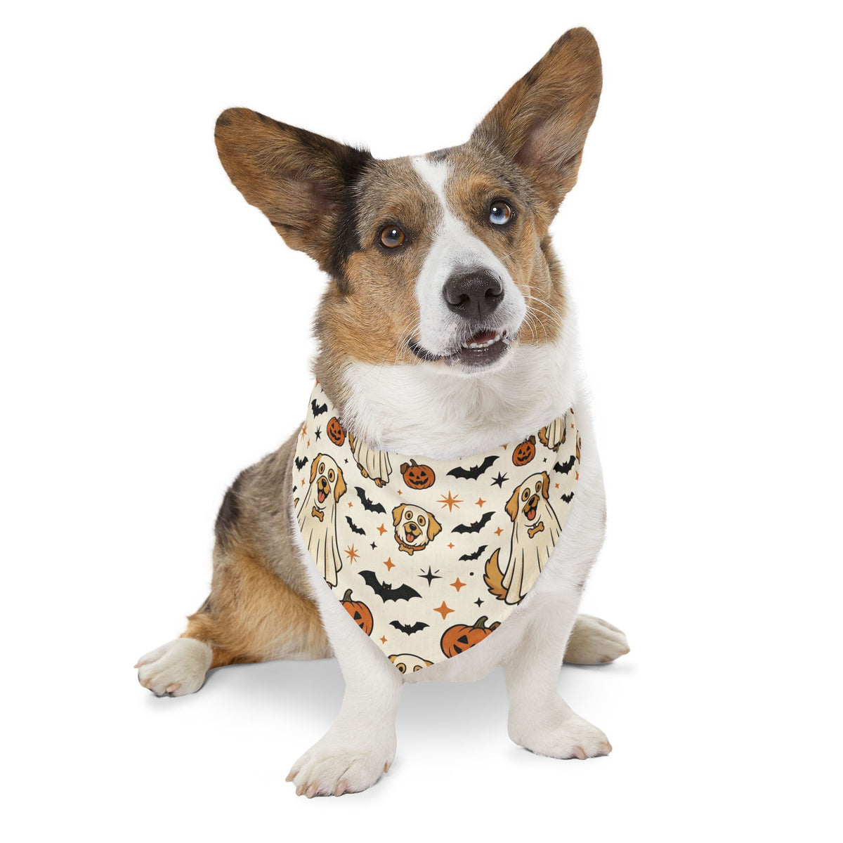 Halloween Ghost Dog Bandana Collar – Cute Pumpkin & Bat Pet Scarf
