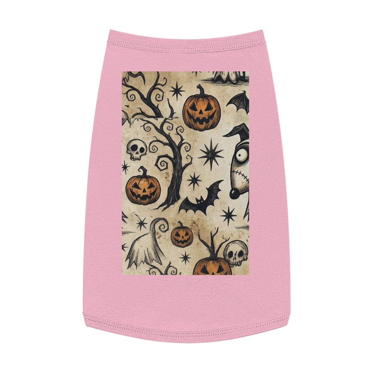 Halloween Jack-o'-Lantern Pet Tank Top — Spooky Pumpkin & Bat Dog Shirt