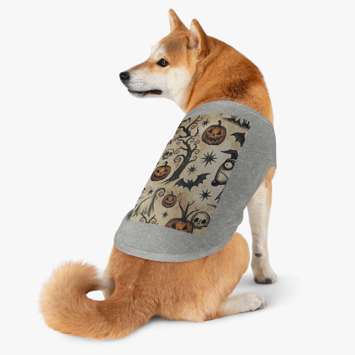 Halloween Jack-o'-Lantern Pet Tank Top — Spooky Pumpkin & Bat Dog Shirt