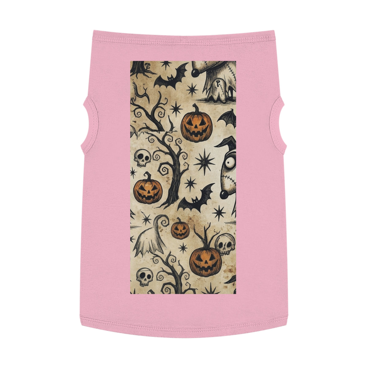 Halloween Jack-o'-Lantern Pet Tank Top — Spooky Pumpkin & Bat Dog Shirt