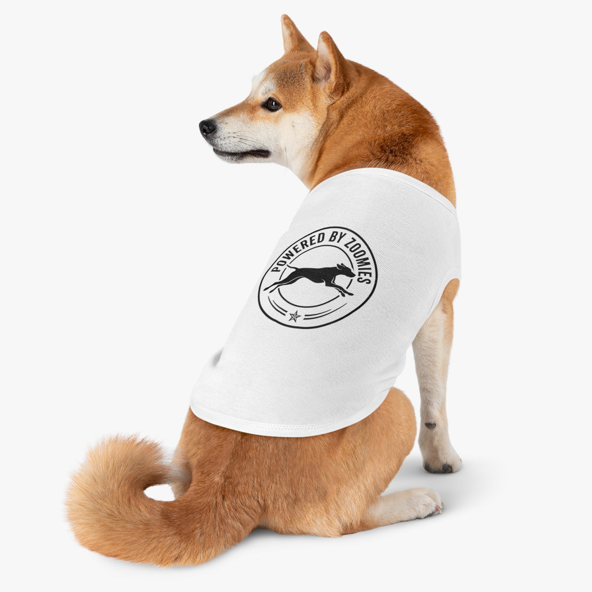 Powered by Zoomies Dog Tank Top — Grey Pet Tank with Running Silhouette