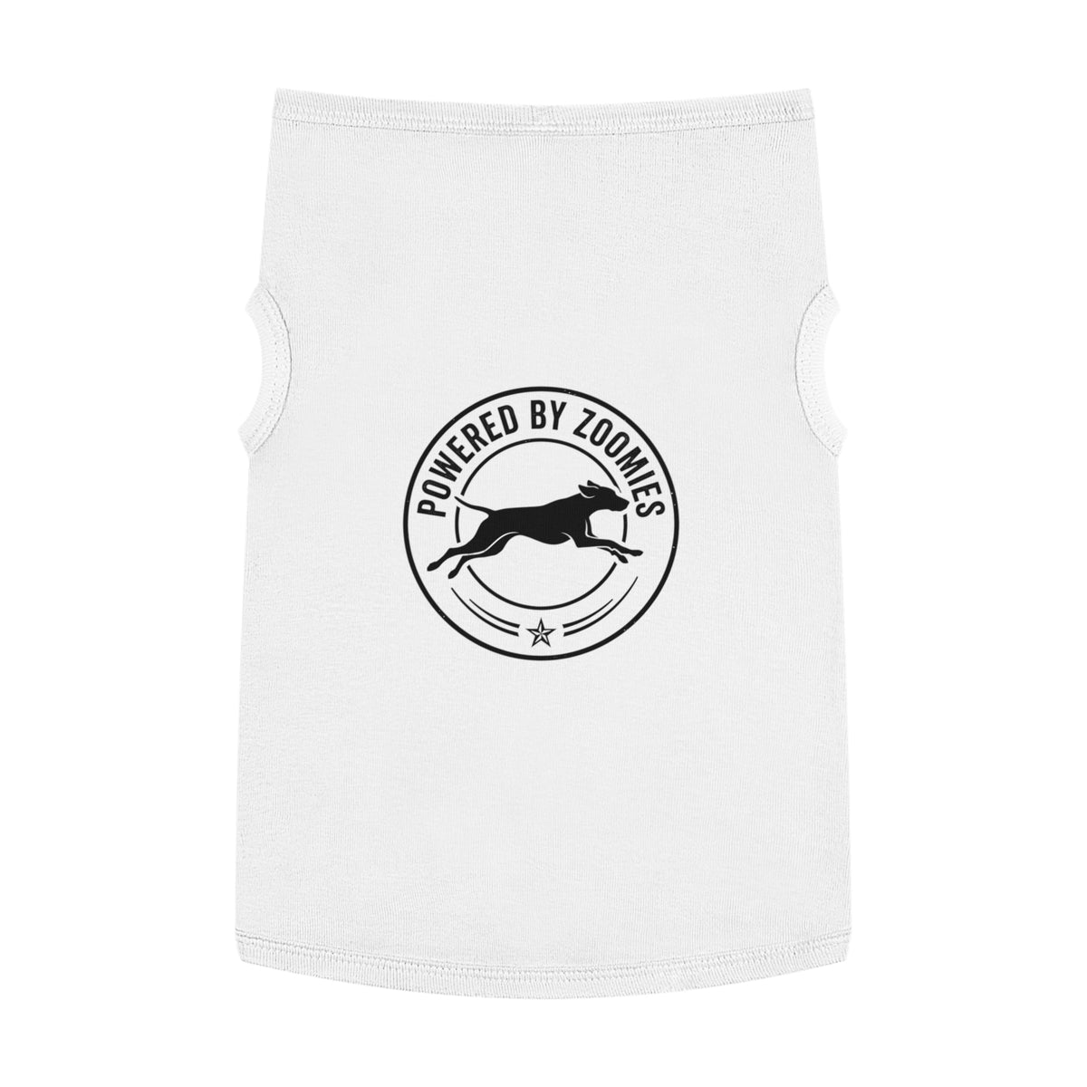Powered by Zoomies Dog Tank Top — Grey Pet Tank with Running Silhouette