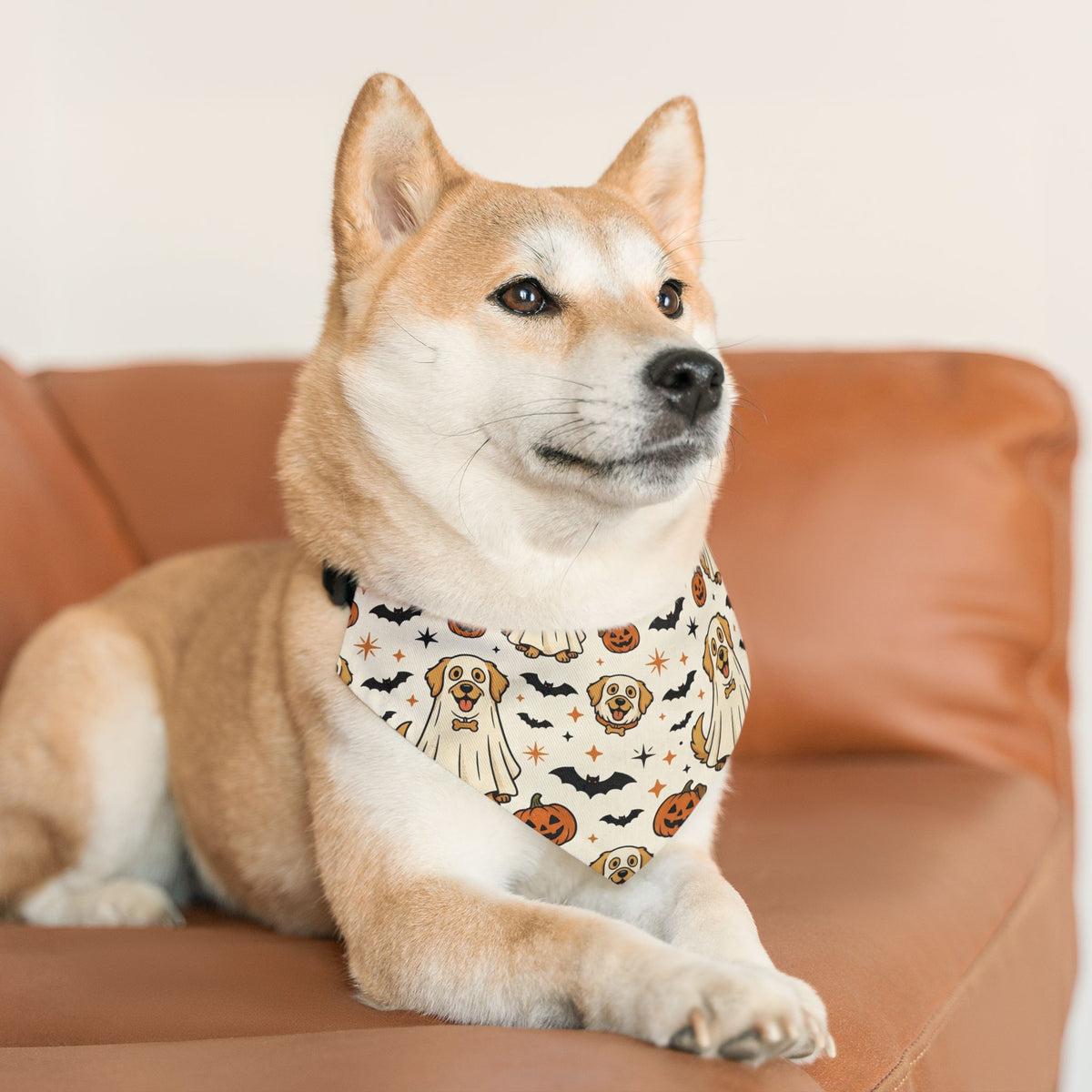 Halloween Ghost Dog Bandana Collar – Cute Pumpkin & Bat Pet Scarf