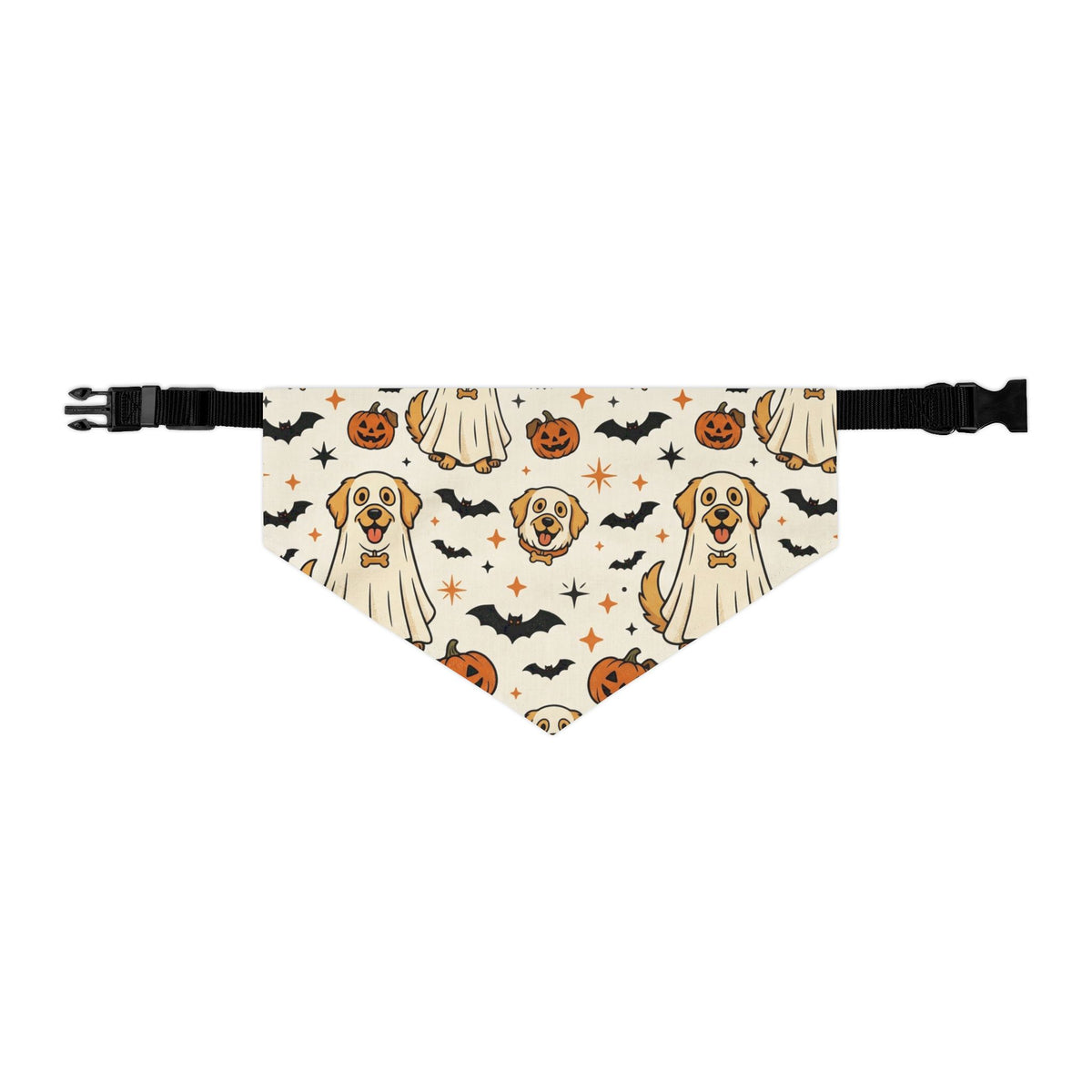Halloween Ghost Dog Bandana Collar – Cute Pumpkin & Bat Pet Scarf