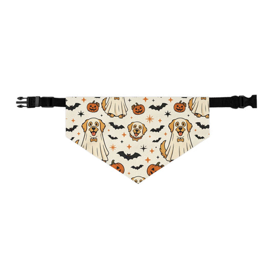 Halloween Ghost Dog Bandana Collar – Cute Pumpkin & Bat Pet Scarf