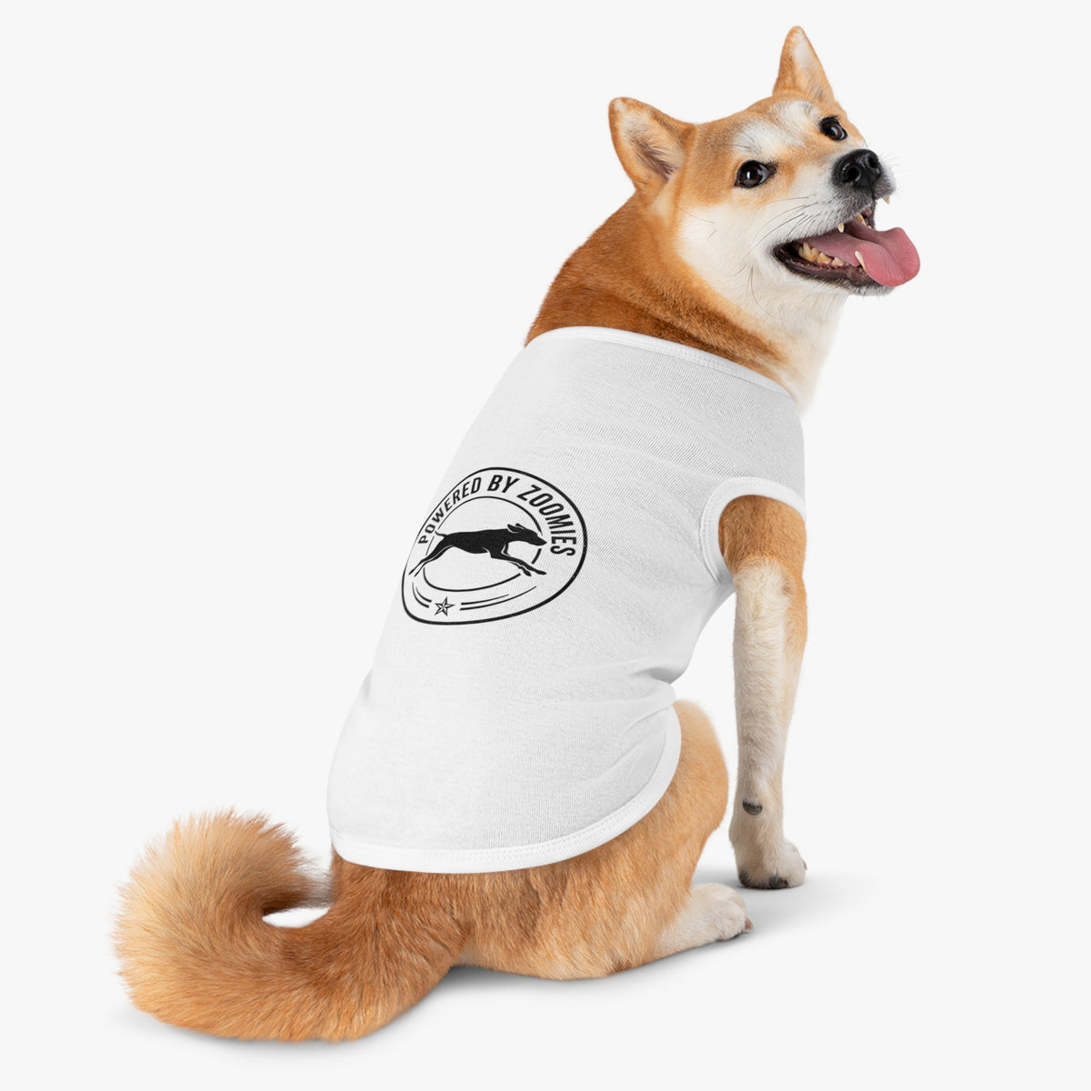 Powered by Zoomies Dog Tank Top — Grey Pet Tank with Running Silhouette