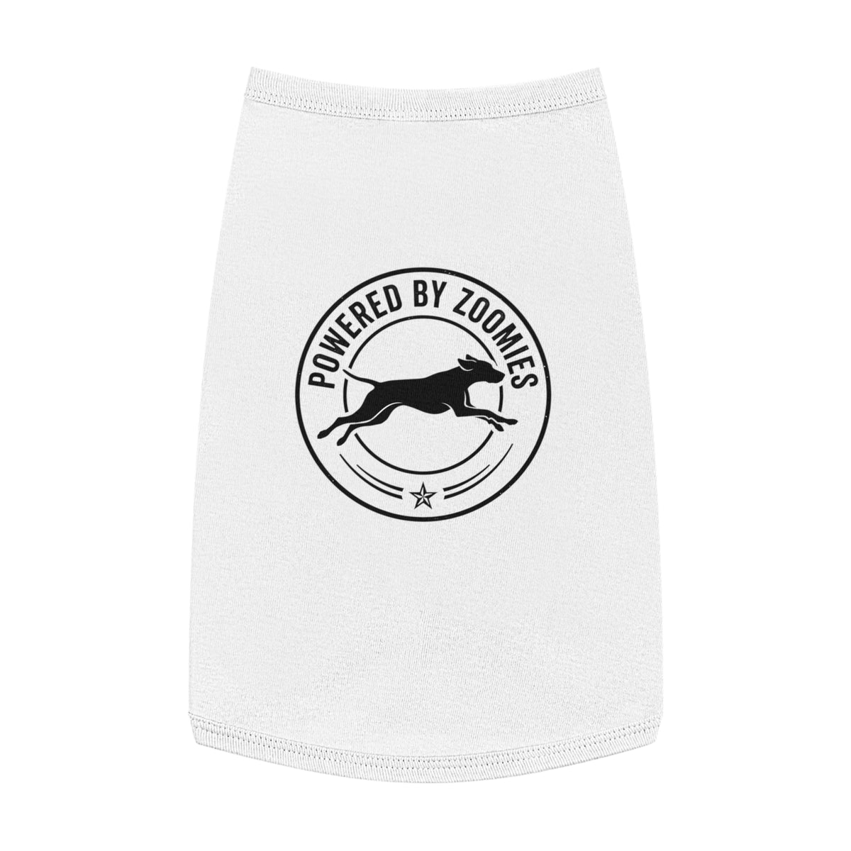 Powered by Zoomies Dog Tank Top — Grey Pet Tank with Running Silhouette