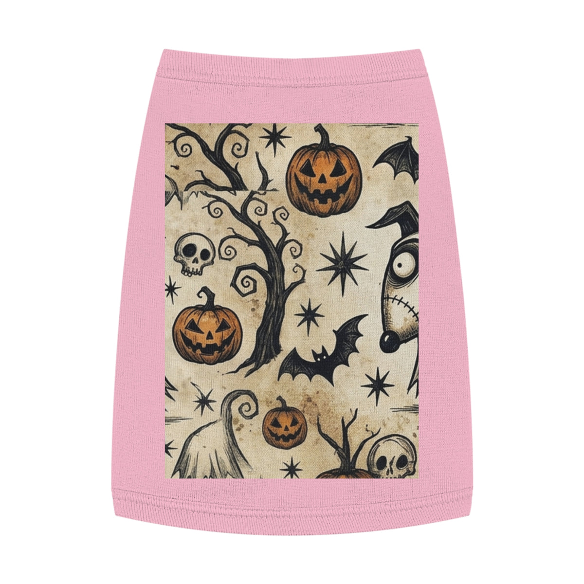 Halloween Jack-o'-Lantern Pet Tank Top — Spooky Pumpkin & Bat Dog Shirt