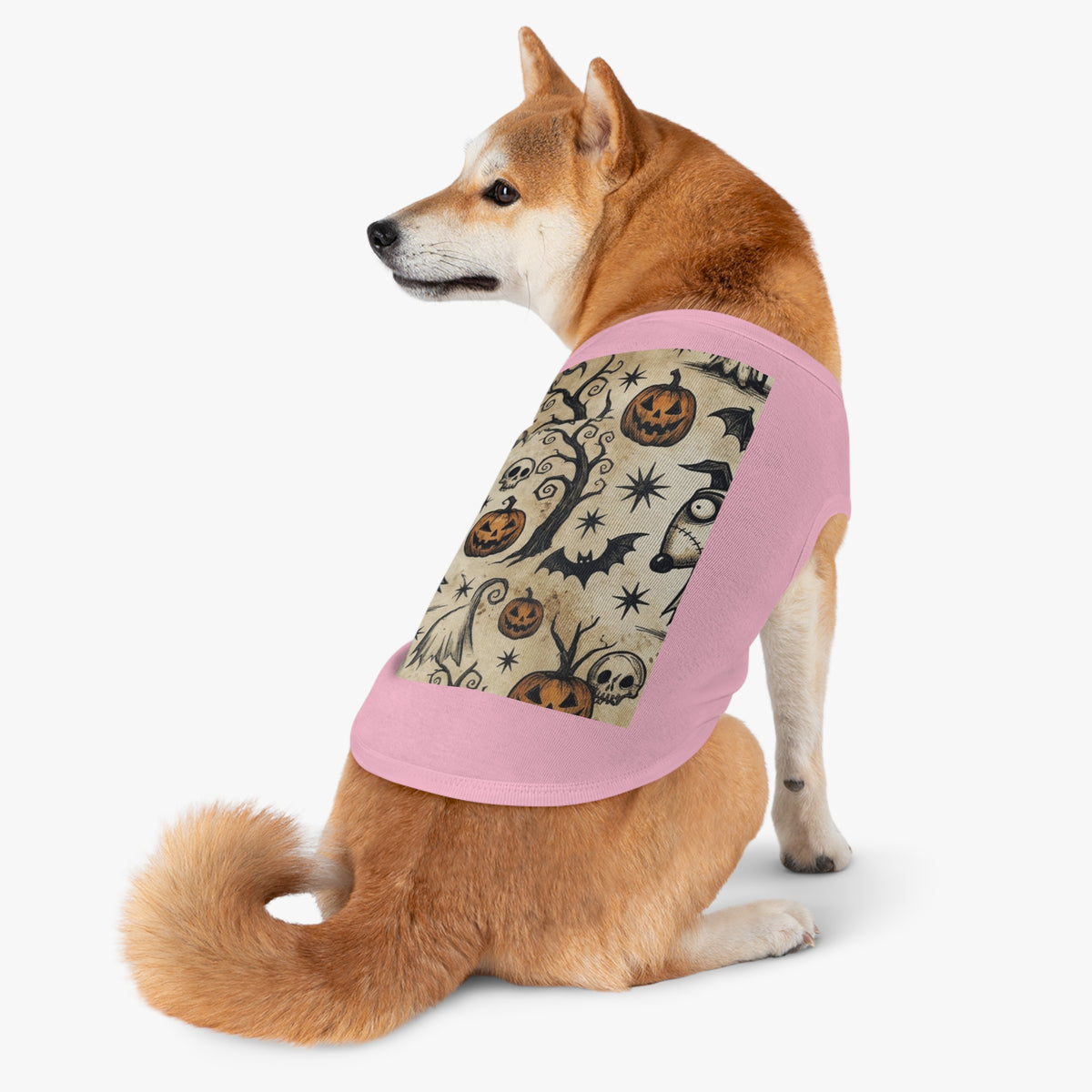 Halloween Jack-o'-Lantern Pet Tank Top — Spooky Pumpkin & Bat Dog Shirt
