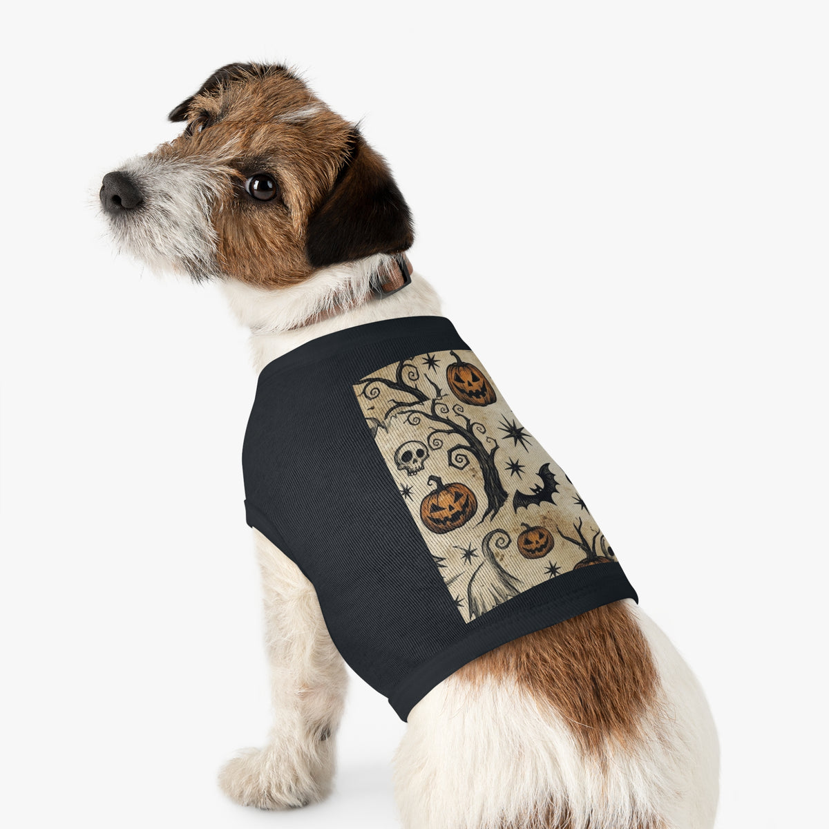 Halloween Jack-o'-Lantern Pet Tank Top — Spooky Pumpkin & Bat Dog Shirt
