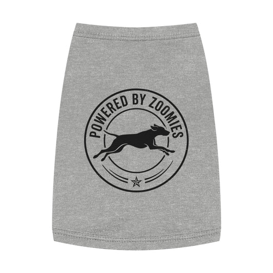 Powered by Zoomies Dog Tank Top — Grey Pet Tank with Running Silhouette