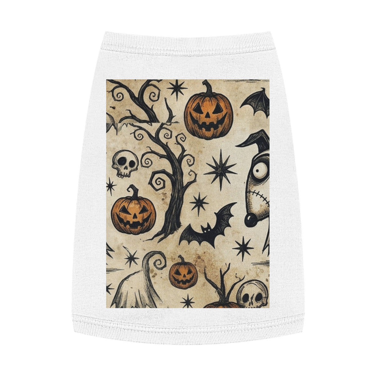 Halloween Jack-o'-Lantern Pet Tank Top — Spooky Pumpkin & Bat Dog Shirt