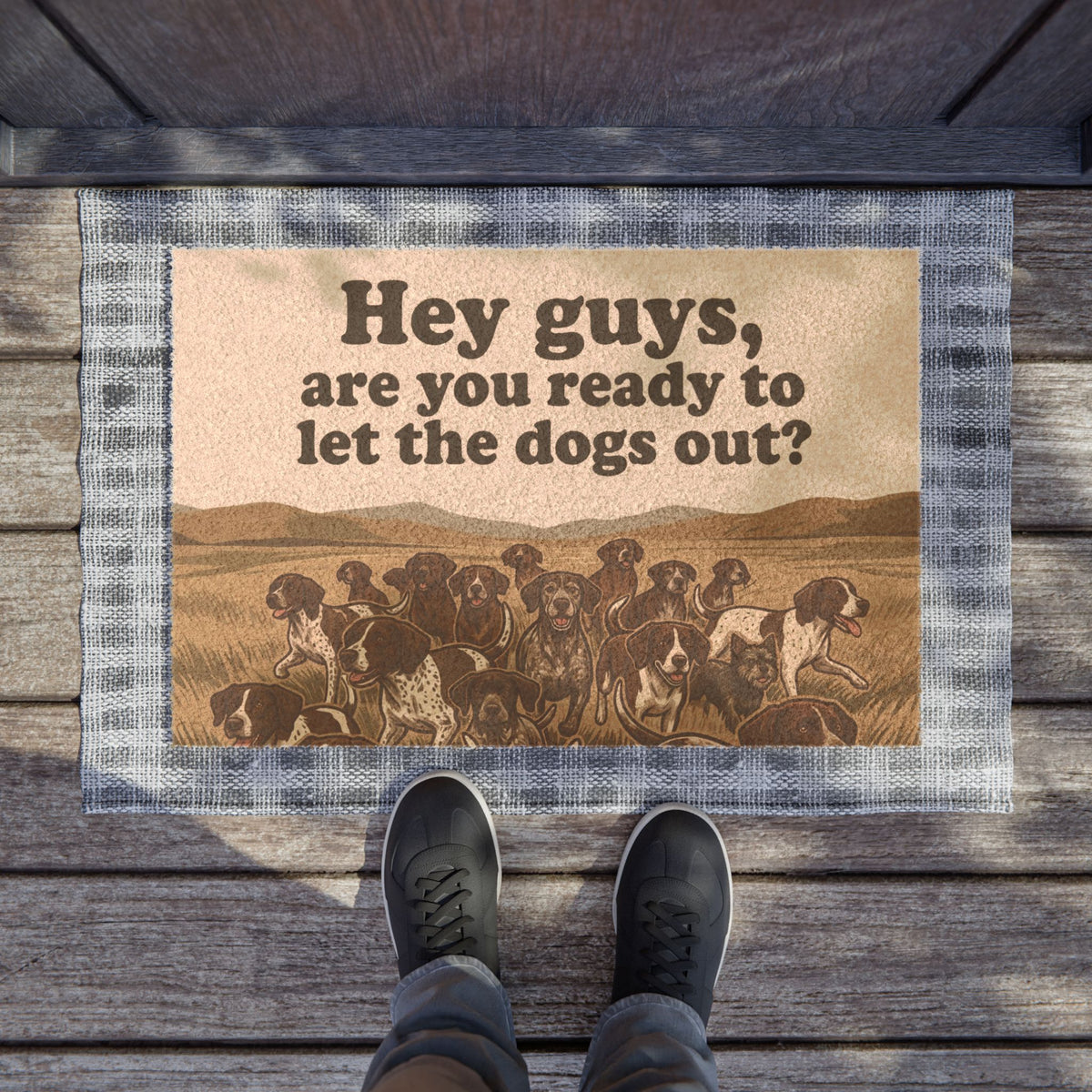 Hunting Dog Pack Doormat — Rustic Coir Welcome Mat