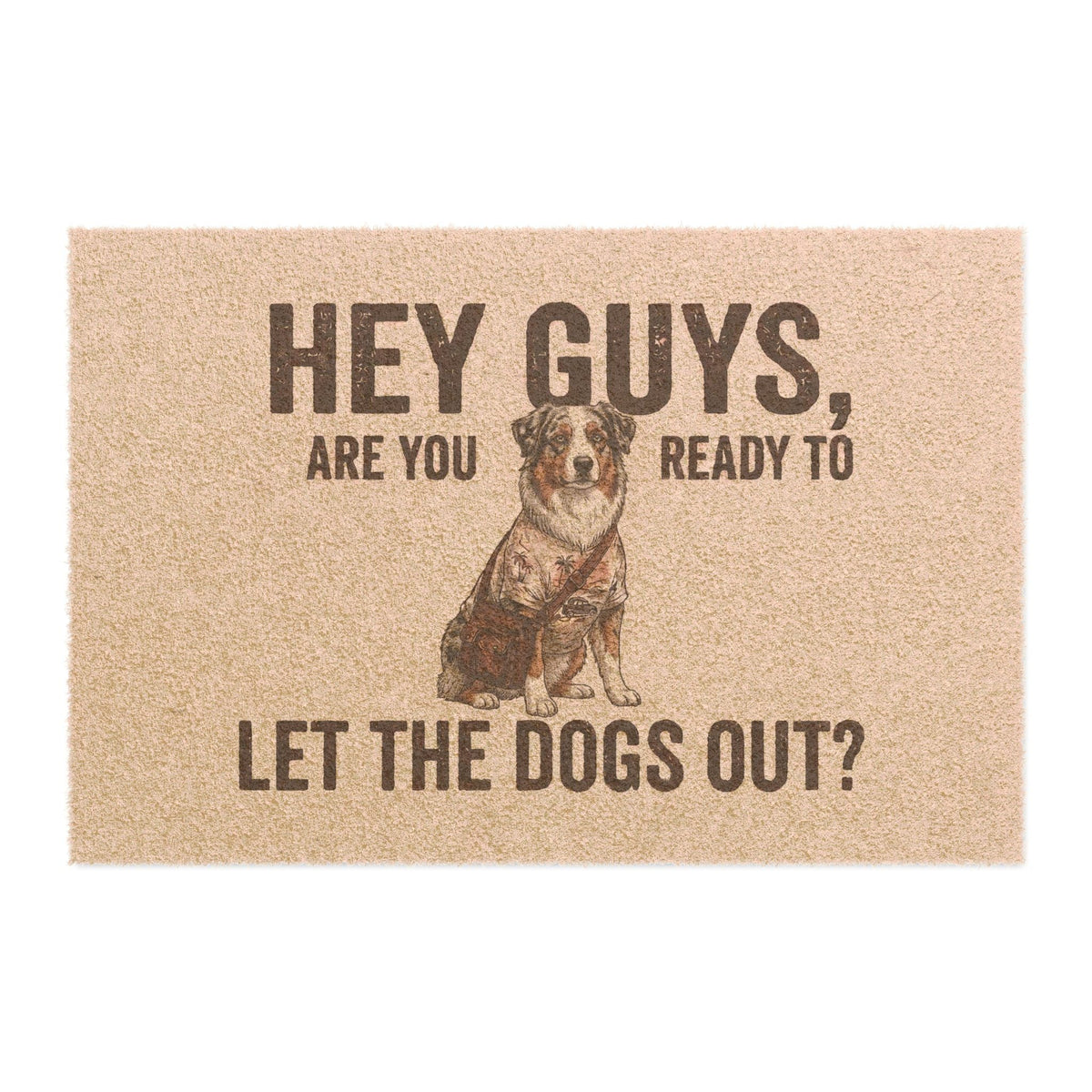 Australian Shepherd illustrated coir welcome doormat