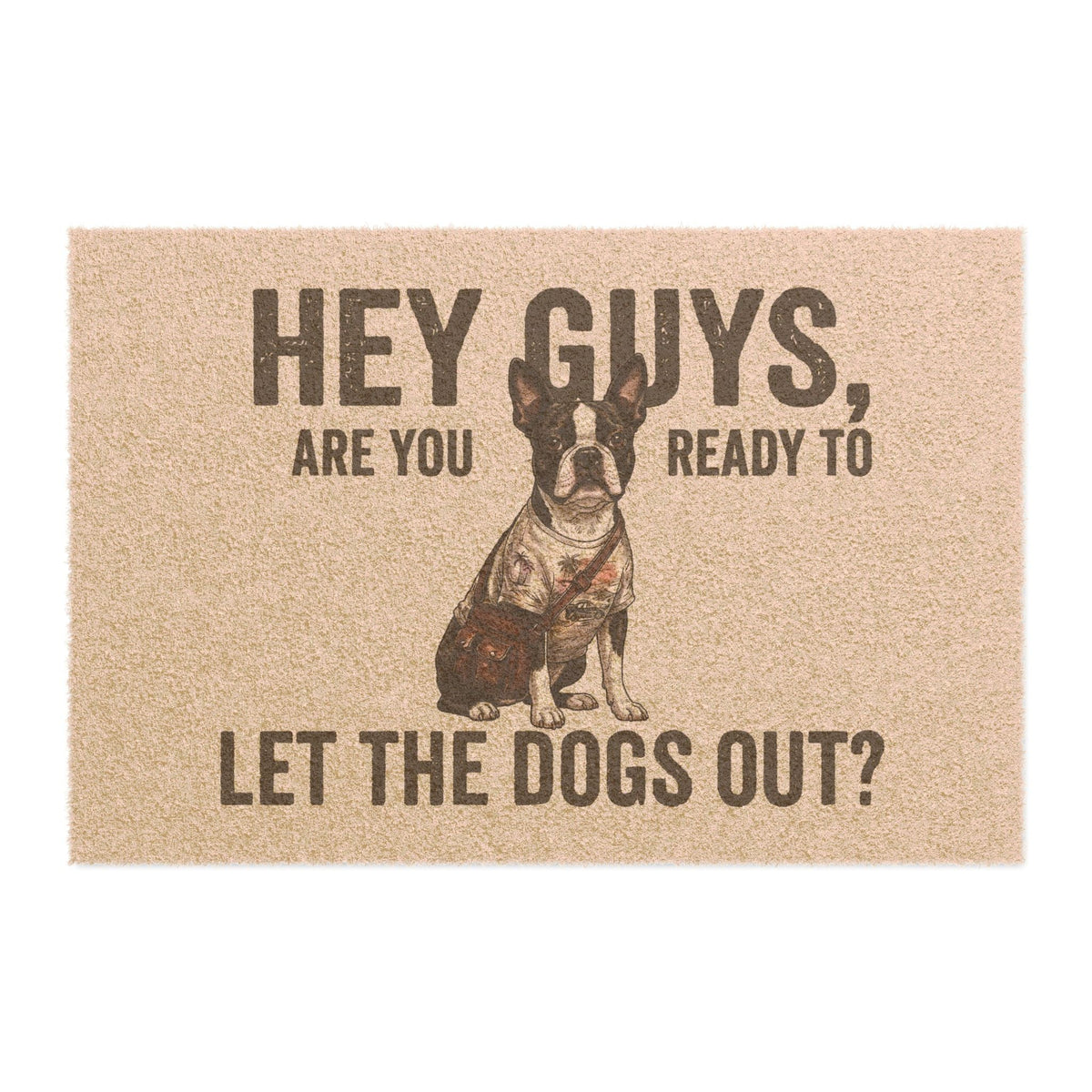 Boston Terrier illustrated coir welcome doormat