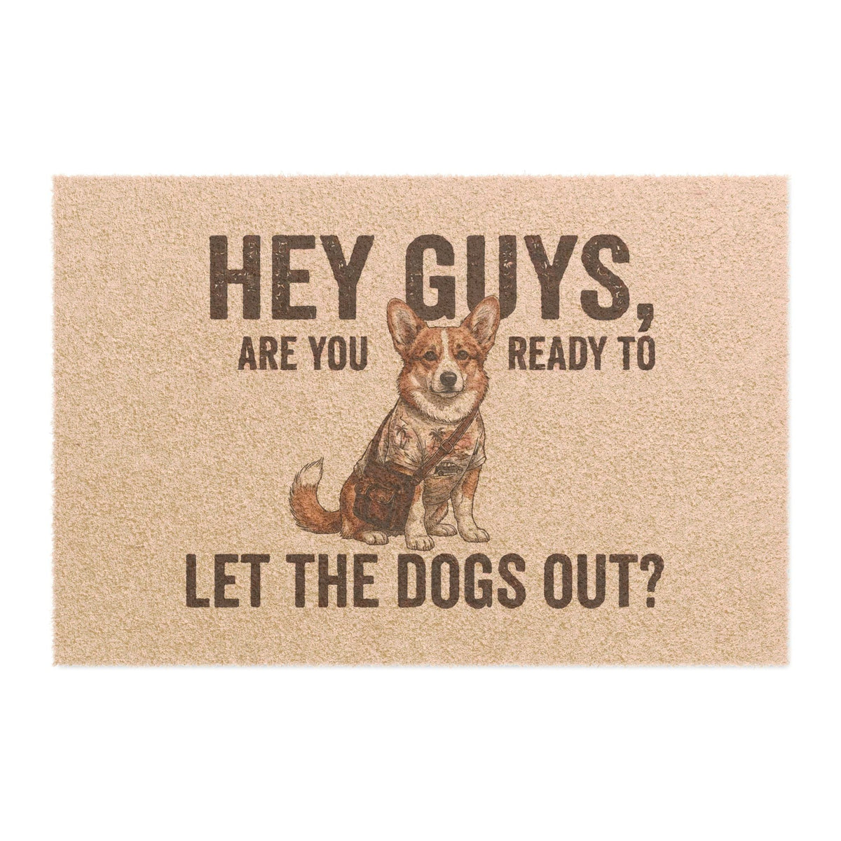 Corgi illustrated coir welcome doormat